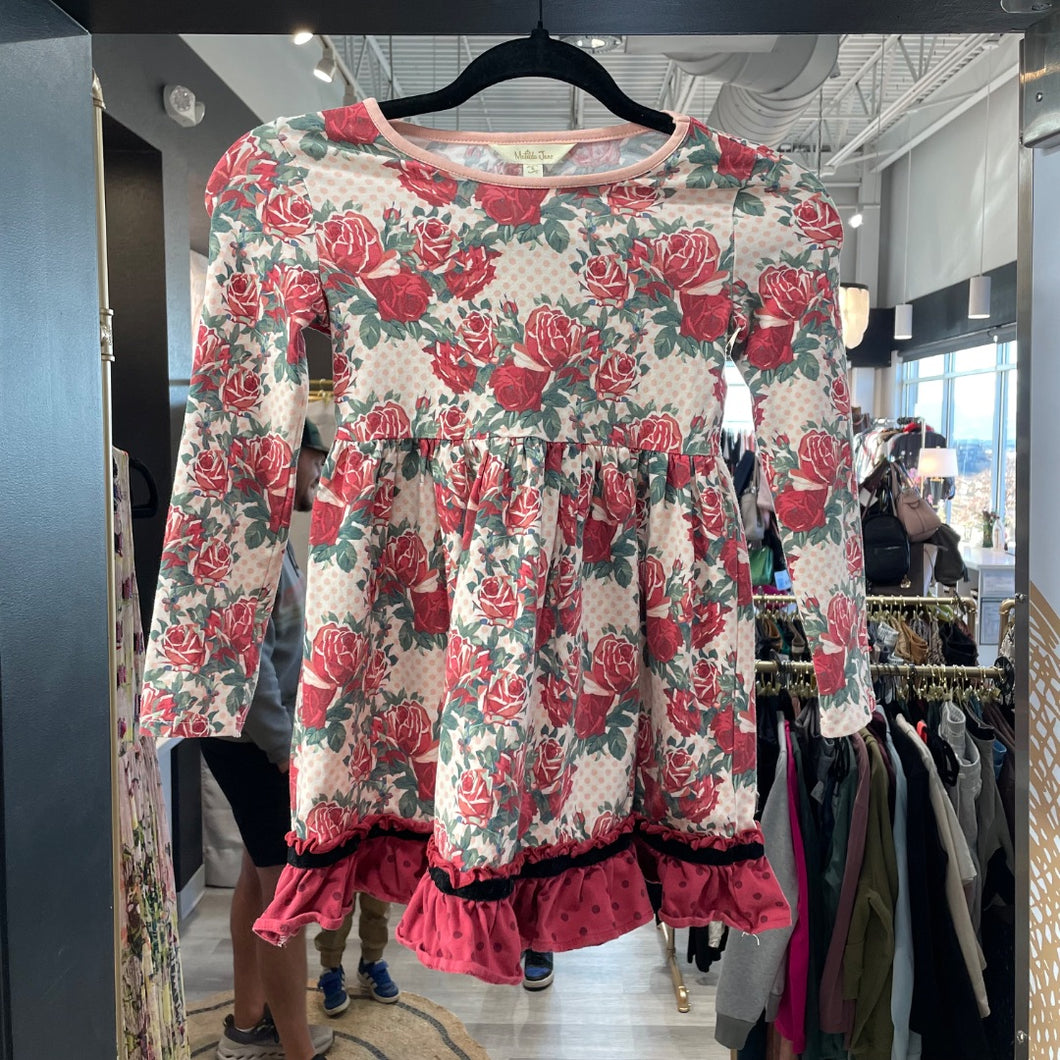 Matilda Jane | Girl's Red Rose Long Sleeve Dress | Size: 6Y