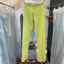Load image into Gallery viewer, Matilda Jane | Girl&#39;s Green Polka Dot Ruffle Bottom Leggings | Size: 8Y
