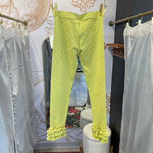 Load image into Gallery viewer, Matilda Jane | Girl&#39;s Green Polka Dot Ruffle Bottom Leggings | Size: 10Y
