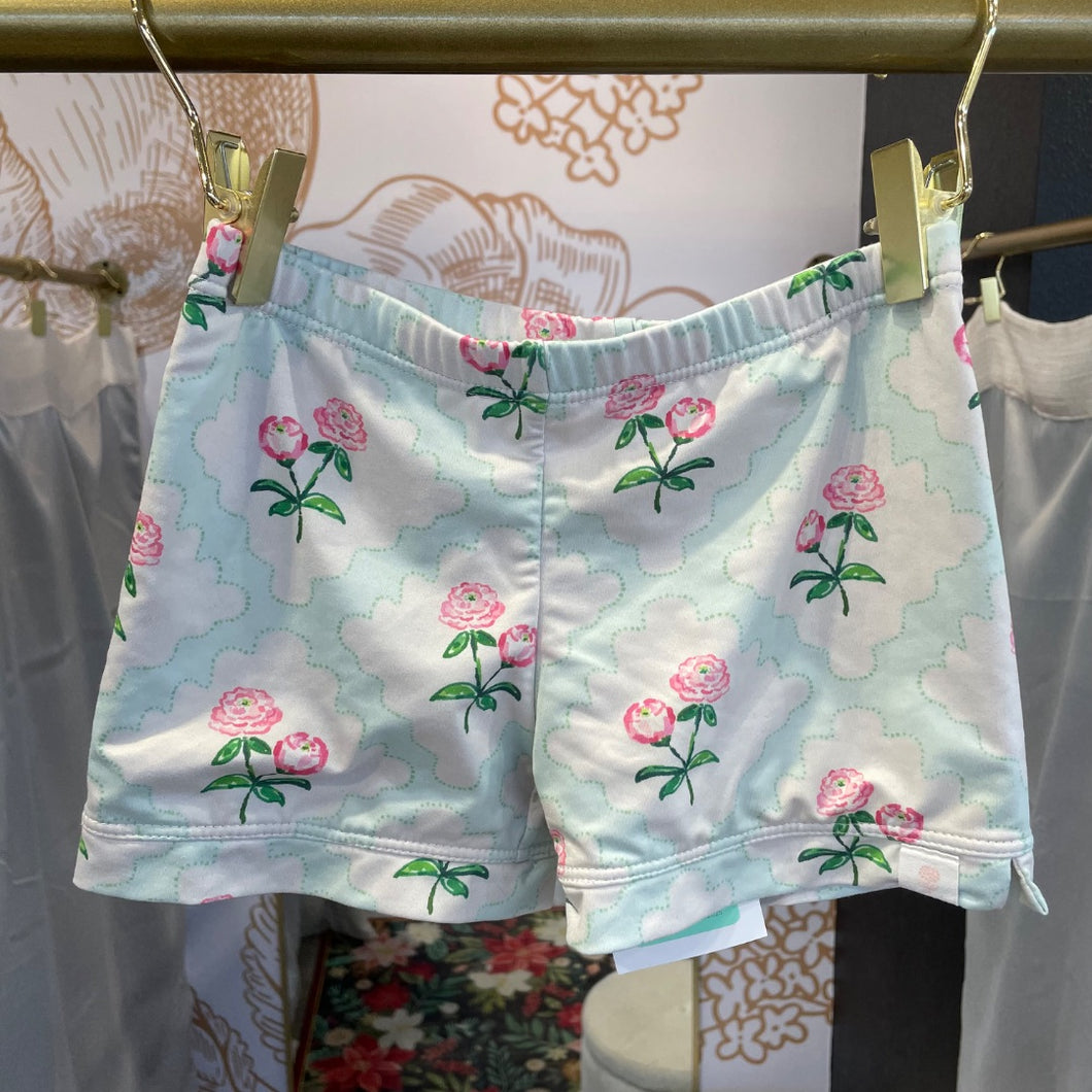 Sweet Honey | Girl's White and Blue Floral Print Active Shorts | Size: 10Y