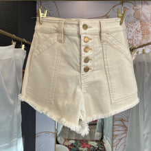 Load image into Gallery viewer, Liverpool | Women's Cream Fray Button Fly Cut Off Shorts | Size: 2
