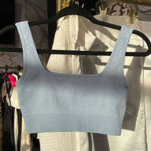 Load image into Gallery viewer, OQQ | Women's Light Blue Ribbed Compression Bike Shorts and Bra Set | Size: S
