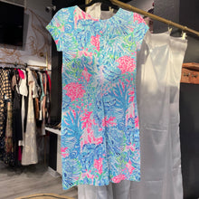 Load image into Gallery viewer, Lilly Pulitzer | Women's Blue and Pink Embroidered Collar Short Sleeve Dress | Size: XS
