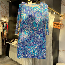 Load image into Gallery viewer, Lilly Pulitzer | Women's Blue and Purple Swirl Button Shoulder Dress | Size: XS
