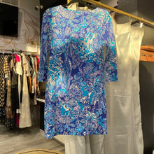 Load image into Gallery viewer, Lilly Pulitzer | Women's Blue and Purple Swirl Button Shoulder Dress | Size: XS
