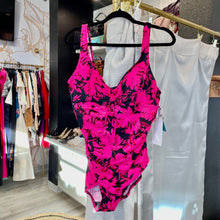 Load image into Gallery viewer, Aqua Green | Women's Black and Hot Pink Floral One Piece Swim Suit | Size: XL
