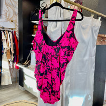 Load image into Gallery viewer, Aqua Green | Women's Black and Hot Pink Floral One Piece Swim Suit | Size: XL
