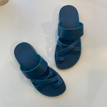 Load image into Gallery viewer, Camel | Women's Blue Leather Slip On Sandals | Size: 36
