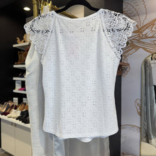 Load image into Gallery viewer, Mine | Women&#39;s White Lasercut Short Sleeve Top | Size: M
