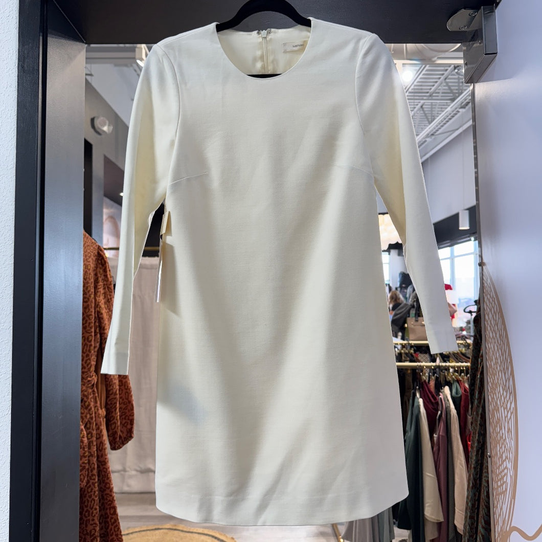 SUISTUDIO | Women's Cream Long Sleeve Wool Blend Shift Dress | Size: 2