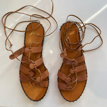 Load image into Gallery viewer, J. Crew | Women's Brown Leather Stud Wrap Sandals | Size: 8.5
