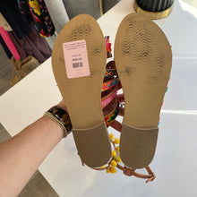 Load image into Gallery viewer, Elina Linardaki | Women's Colorful Mixed Media Flat Strap Sandals | Size: 39
