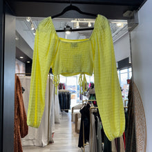 Load image into Gallery viewer, Sophie Rue | Women&#39;s Bright Yellow Smock Long Sleeve Crop Top | Size: S

