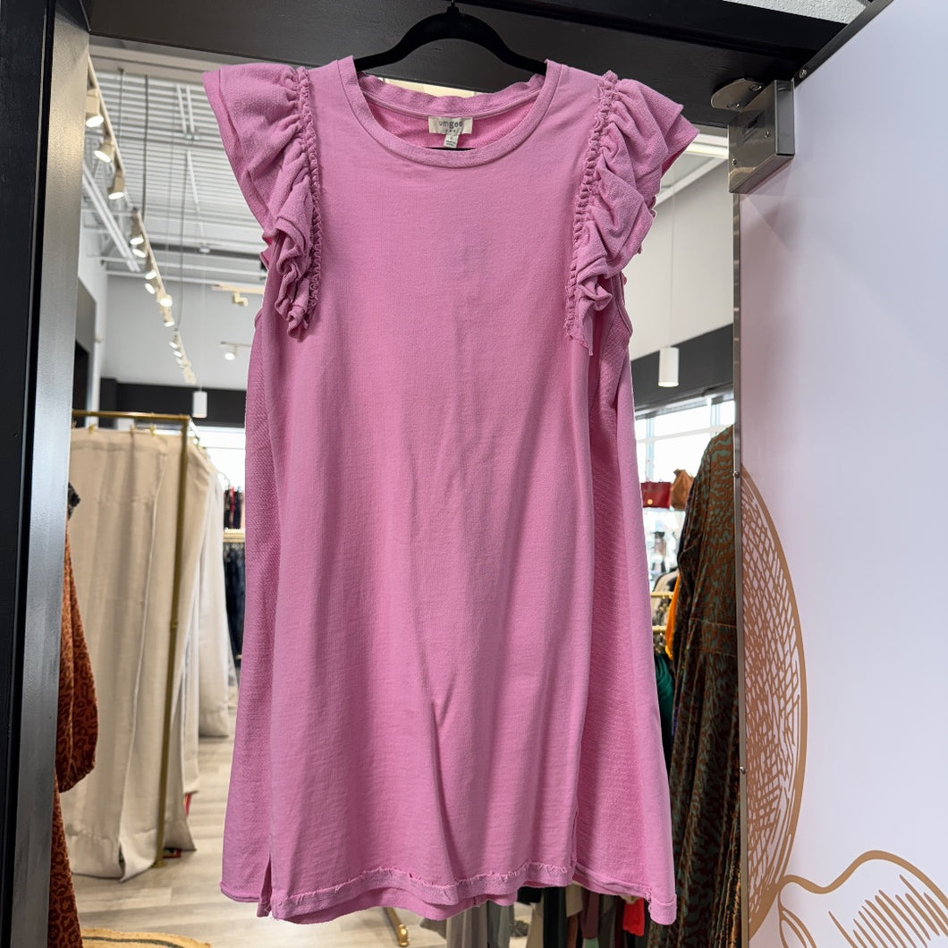 Umgee | Women's Pink Sweatshirt Midi Dress | Size: S