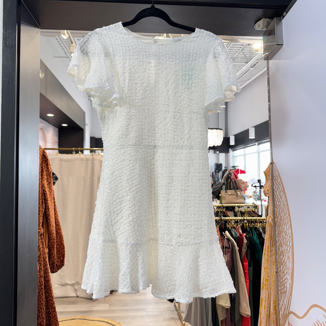 Selfie | Women's White Futter Mini Dress | Size: S