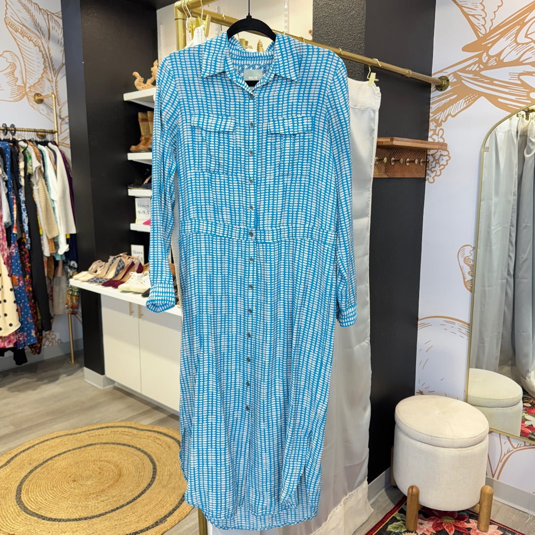 Maeve | Women's Light Blue Button Down Midi Dress | Size: 4
