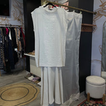 Load image into Gallery viewer, Zara | Women's Cream Short Sleeve Pleat Top with Midi Dress Set | Size: S
