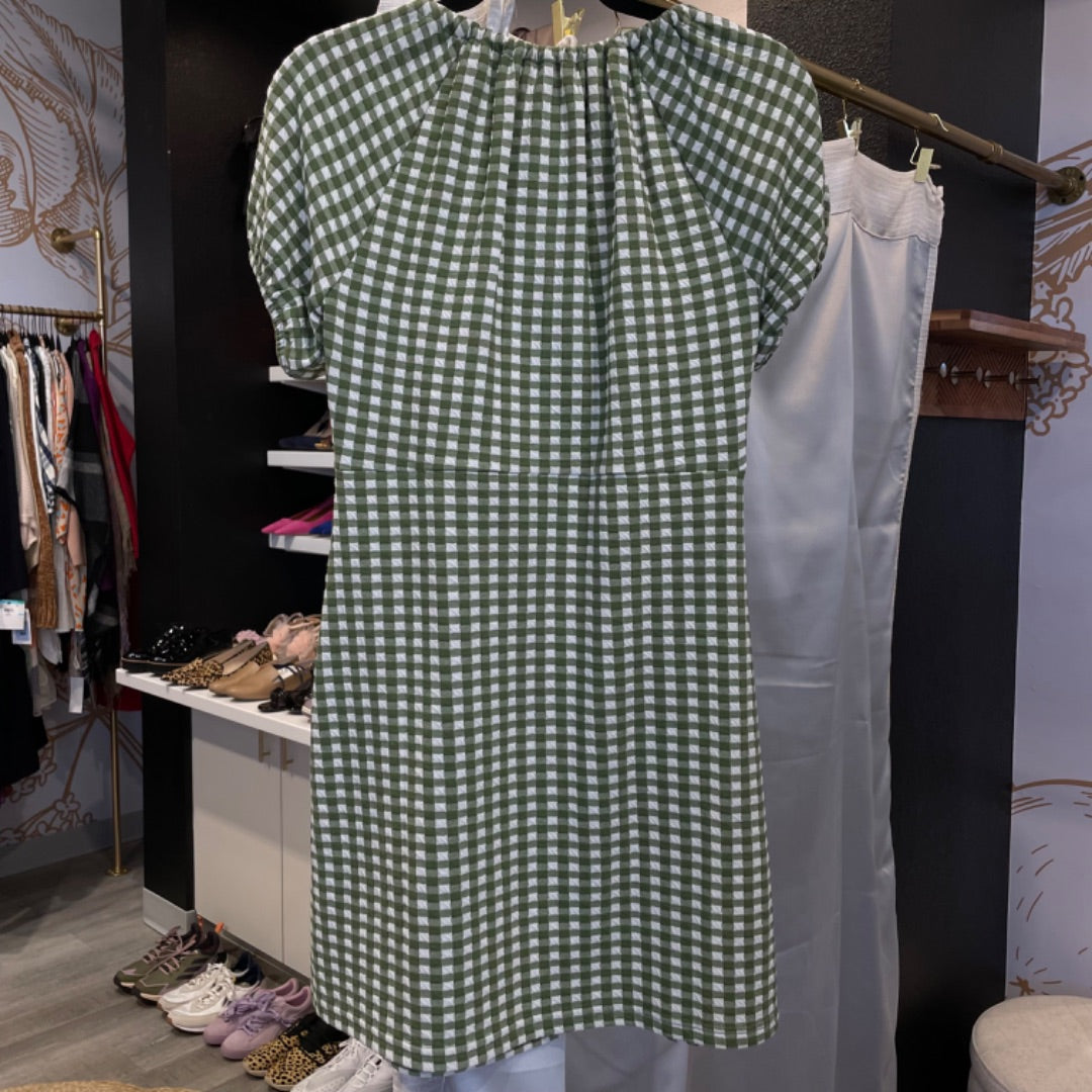 madewell white mini dress Madewell | Women's Green and White Checkered Mini Dress