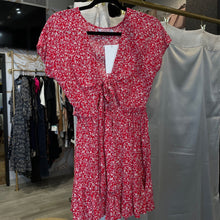 Load image into Gallery viewer, C + D + M | Women's Red and White Floral Print Tie Front Dress | Size: S
