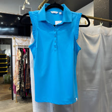 Load image into Gallery viewer, Lady Hagen | Women's Blue Ruffle Sleeve Golf Shirt | Size: XS
