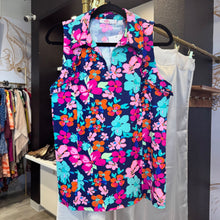 Load image into Gallery viewer, Aryeh | Women's Blue and Pink Floral Athletic Sleeveless Top | Size: L
