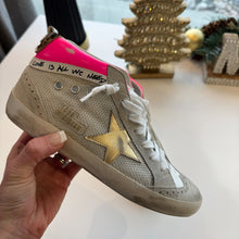 Load image into Gallery viewer, Golden Goose Women’s White &amp; Gold Star Midstar Sneakers size 37
