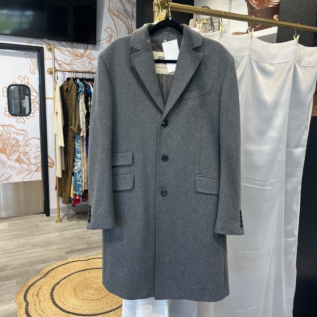 Burberry | Men's Grey Wool Blend Tailored Coat | Size: L