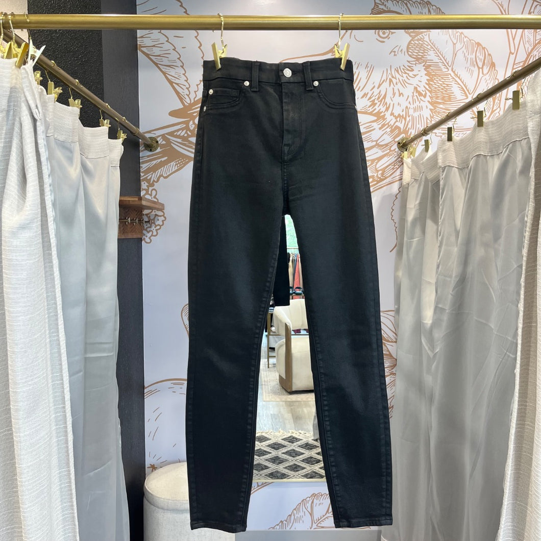 7 For All Mankind | Women's B(Air) Black Coated High Waist Ankle Skinny Jeans | Size: 26