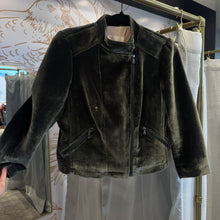 Load image into Gallery viewer, Rebecca Taylor | Women's Green Velvet Moto Jacket | Size: 6
