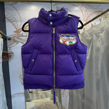 Load image into Gallery viewer, DSQUARED2 women’s purple quilted puffer vest size XS with minor marks on front
