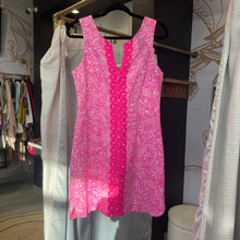Load image into Gallery viewer, Lilly Pulitzer | Women&#39;s Hot Pink and White Sleeveless Shift Dress | Size: 8
