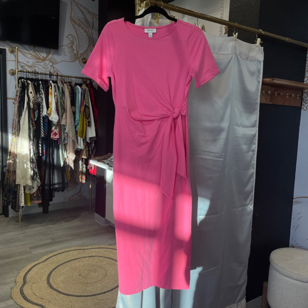 On 34th | Women's Pink Tie Side Short Sleeve Tee Maxi Dress | Size: S