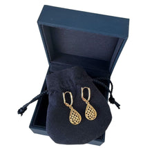 Load image into Gallery viewer, 14K Turkish gold filigree teardrop dangle earrings, pair
