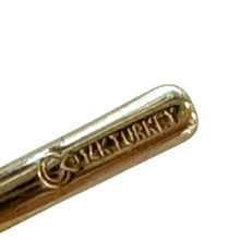 Load image into Gallery viewer, Stamp of leverback clasp on 14K gold filigree earrings
