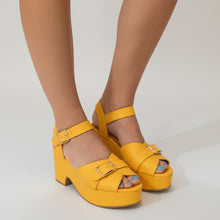 Load image into Gallery viewer, Charlotte Stone | Women's Yellow Platform Sandals | Size: 7
