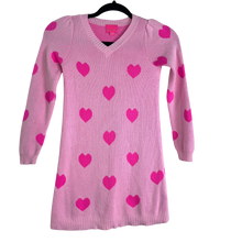 Load image into Gallery viewer, Lilly Pulitzer | Girl's Pink Heart Print Long Sleeve Sweater Dress | Size: 6-7Y
