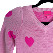 Load image into Gallery viewer, Lilly Pulitzer | Girl's Pink Heart Print Long Sleeve Sweater Dress | Size: 6-7Y
