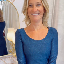 Load image into Gallery viewer, St. John | Women's Blue Knit Long Sleeve Formal Dress | Size: 4
