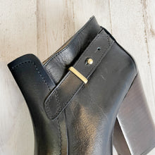 Load image into Gallery viewer, Apologie Paris | Black Leather Heel Buckle Detail Booties | Size: 38
