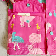 Load image into Gallery viewer, Hatley | Girls Pink Farm Animals Rain Coat | Size: 6-12 M
