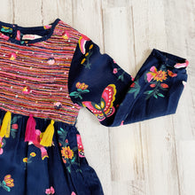 Load image into Gallery viewer, Billieblush | Girls Navy Floral Print Boho Long Sleeve Dress | Size: 3
