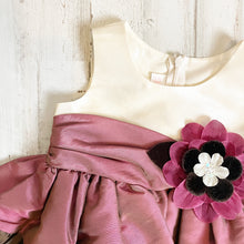 Load image into Gallery viewer, Bonnie Baby | Color Block Purple and Brown Taffeta Dress | Size: 3-6M
