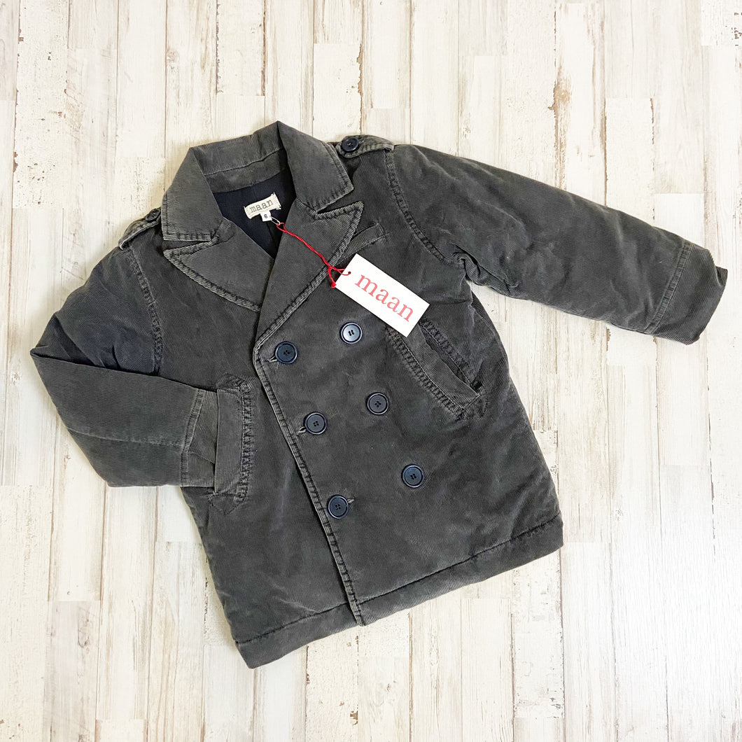 Maan | Boy's Blue Gray Rem Corduroy Button Jacket with Tags | Size: 6Y