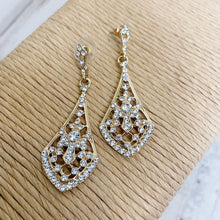 Load image into Gallery viewer, Women&#39;s Gold Rhinestone Arabesque Earrings
