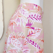 Load image into Gallery viewer, Karlie | Women&#39;s Pink and Tan Tropical Print Linen Faux Wrap Skirt | Size: M
