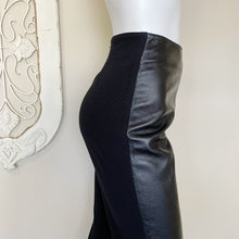 Load image into Gallery viewer, Cache | Women&#39;s Black Leather Mixed Media High Rise Pants | Size: 4

