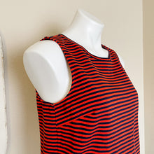 Load image into Gallery viewer, J.Crew | Women&#39;s Sleeveless Red/Navy Striped Top with Ruffle Hem | Size: S
