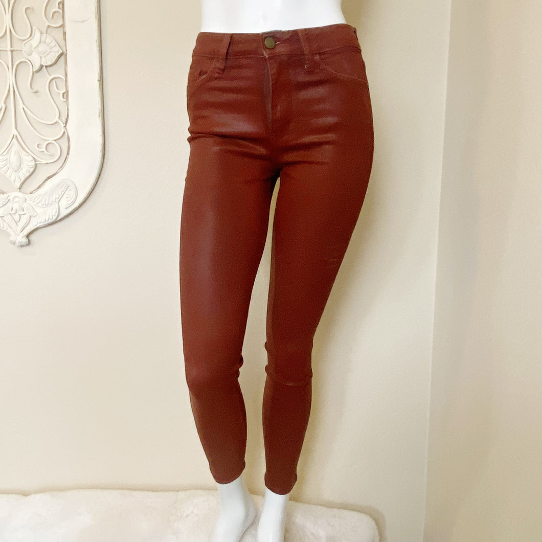 Sam Edelman | Women's Burgundy Coated High Rise The Stiletto Skinny Ankle Jeans | Size: 25