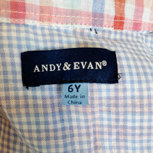 Load image into Gallery viewer, Andy &amp; Evan | Boy&#39;s Pink and Blue Plaid Button Down Shirt | Size: 6
