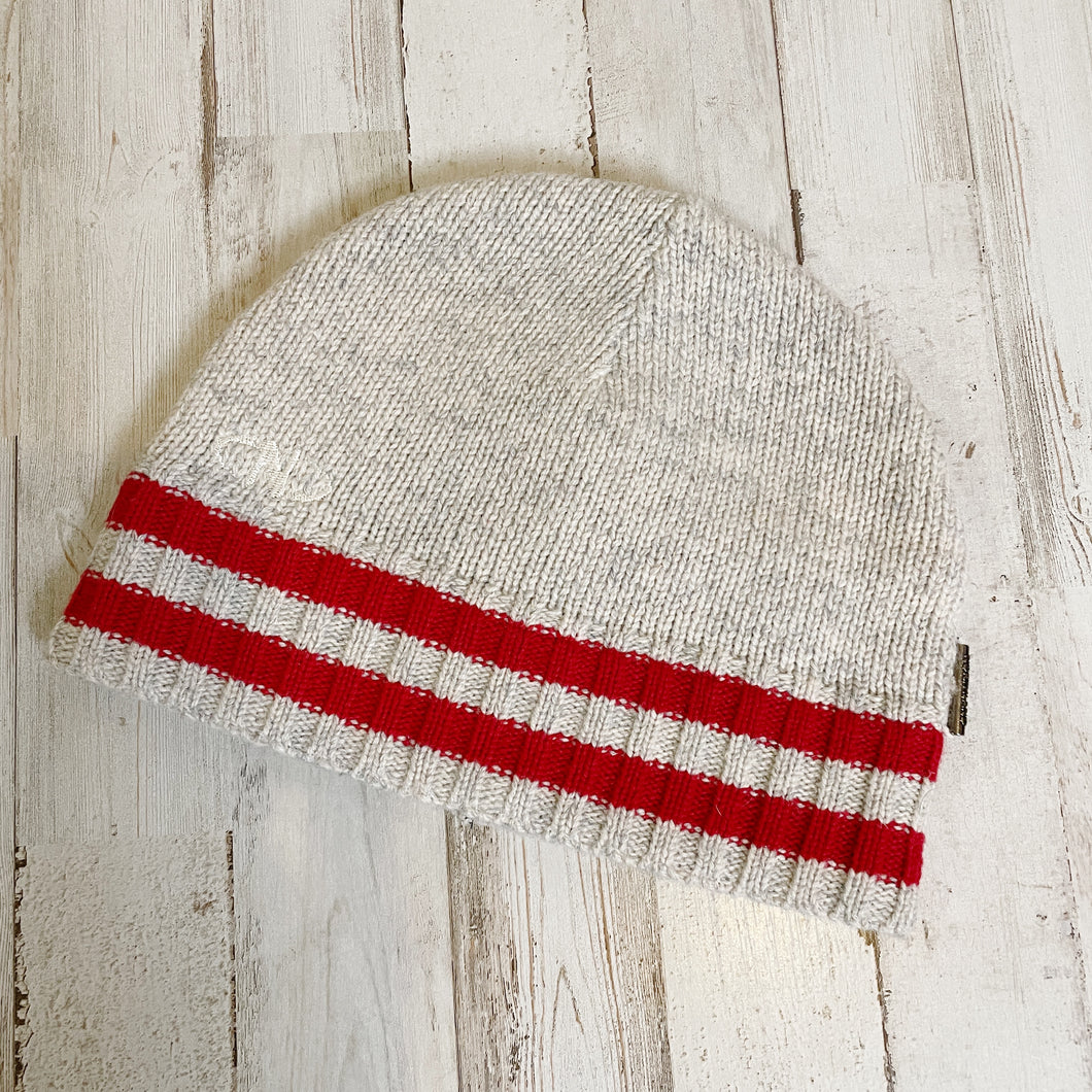 Northland | Boy's Beige and Red Stripe Wool Blend Beanie Hat | Size: S/M